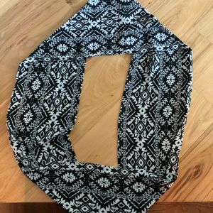 Black & White Patterned Infinity Scarf